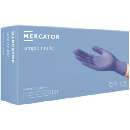 Рукавички нітрилові MERCATOR Simple Nitrile DARK BLUE неопудрені, розмір S, 100 шт