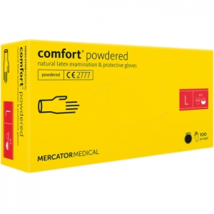 Рукавички латексні MERCATOR Comfort Powdered WHITE опудрені, розмір L, 100 шт