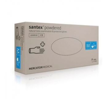 Рукавички латексні MERCATOR Santex Powdered WHITE опудрені, розмір M, 100 шт