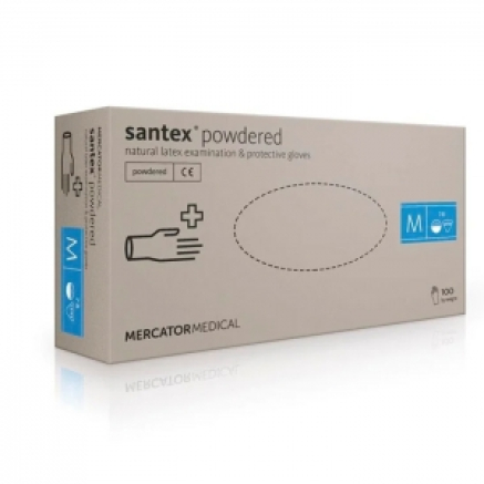 Рукавички латексні MERCATOR Santex Powdered WHITE опудрені, розмір M, 100 шт