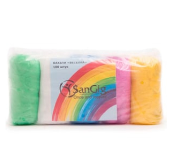 Різнокольорові бахіли одноразові SANGIG 3 г/пара 14,5*39 см, Веселка (100 шт)