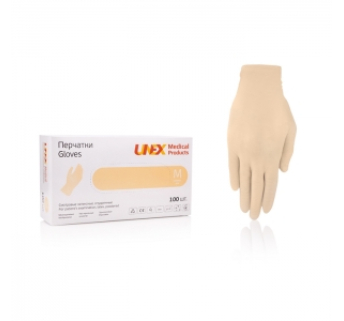 Рукавички латексні пудровані UNEX, розмір S (100 шт.)