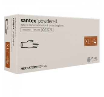 Рукавички латексні MERCATOR Santex Powdered WHITE опудрені, розмір XL, 100 шт