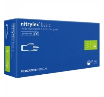 Нітрилові рукавиці MERCATOR Nitrylex Basic LIGHT BLUE (блакитний) неопудрені, розмір S, 100 шт