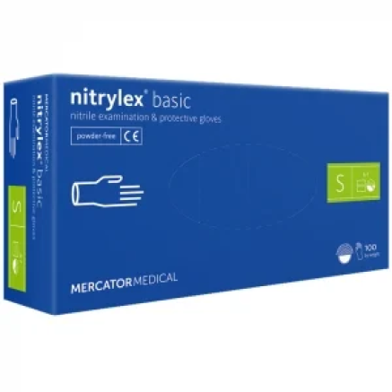Нітрилові рукавиці MERCATOR Nitrylex Basic LIGHT BLUE (блакитний) неопудрені, розмір S, 100 шт