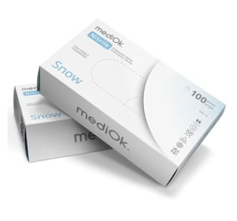 Рукавички MediOk Snow Білі, неопудрені, текстуровані, розмір M, 100 шт