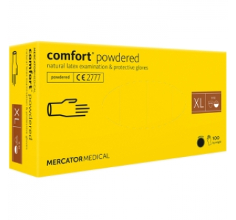Рукавички латексні MERCATOR Comfort Powdered WHITE опудрені, розмір XL, 100 шт