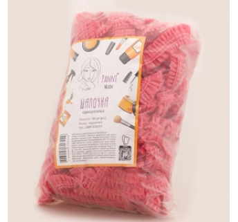 Шапочки медичні на подвійній гумці Panni Mlada з поліетилену, червоні (100 шт)