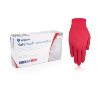 Нітрилові рукавички неопудрені Medicom SafeTouch Advanced Red (червоний), розмір L, 100 шт