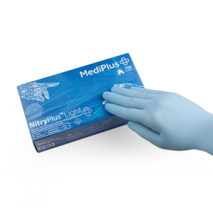 Рукавички нітрилові MEDIPLUS NitryPlus Light BLUE неопудрені, розмір XS, 100 шт