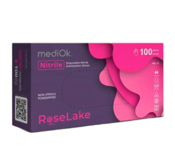 Рукавички нітрилові MediOk Rose Lake рожеві неопудрені, розмір XS, 100 шт