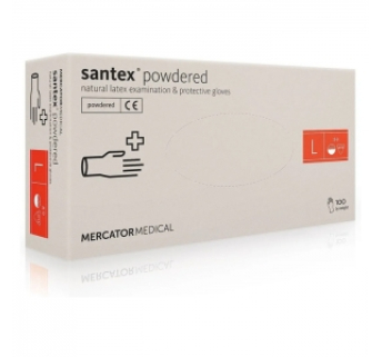 Рукавички латексні MERCATOR Santex Powdered WHITE опудрені, розмір L, 100 шт