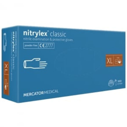 Рукавички нітрилові MERCATOR Nitrylex Classic BLUE неопудрені, розмір XL, 100 шт