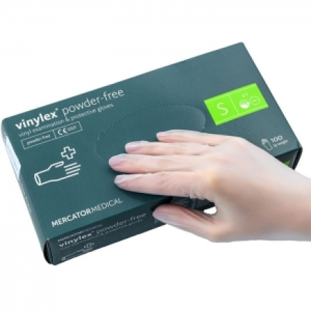 Рукавички вінілові MERCATOR Vinylex Powder-Free неопудрені, розмір S, 100 шт