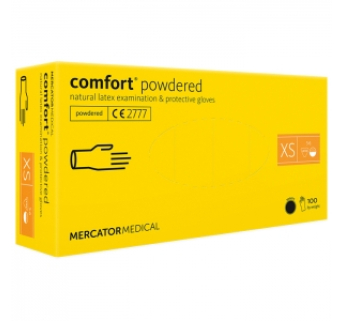 Рукавички латексні MERCATOR Comfort Powdered WHITE опудрені, розмір XS, 100 шт