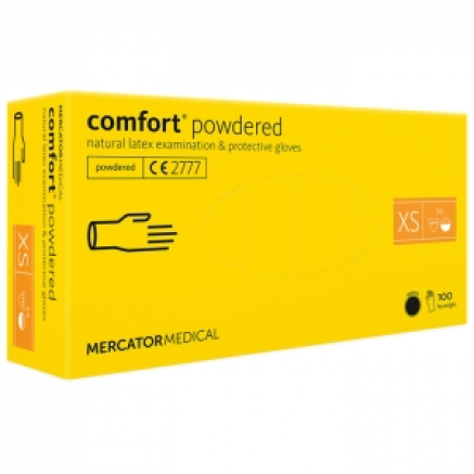 Рукавички латексні MERCATOR Comfort Powdered WHITE опудрені, розмір XS, 100 шт