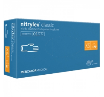 Рукавички нітрилові MERCATOR Nitrylex Classic BLUE неопудрені, розмір XS, 200 шт
