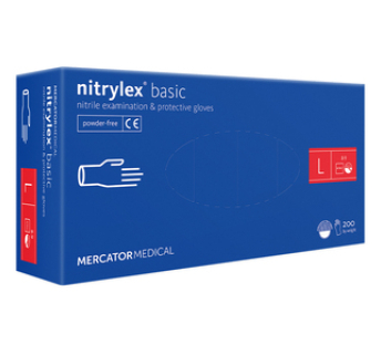 Рукавички нітрилові MERCATOR Nitrylex Basic BLUE неопудрені, розмір L, 200 шт