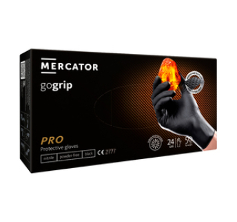 Рукавички нітрилові MERCATOR gogrip black, розмір XL, 50 шт