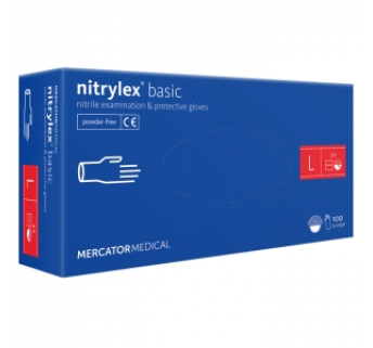 Нітрилові рукавиці MERCATOR Nitrylex Basic LIGHT BLUE (блакитний) неопудрені, розмір L, 100 шт