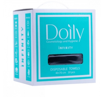 Рушники одноразові в коробці Doily INFINITY 40х70см зі спанлейсу, чорні (50шт)