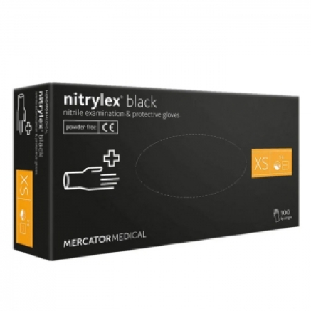 Рукавички нітрилові Mercator Nitrylex BLACK, XS, 100 шт