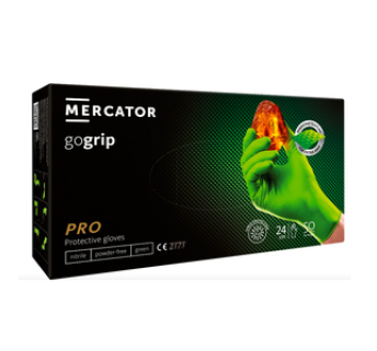 Рукавички нітрилові MERCATOR gogrip green, розмір L, 50 шт