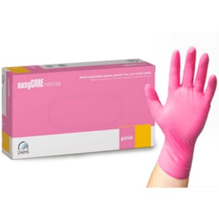 Рукавички нітрилові easyCARE nitrile PINK рожеві неопудрені, розмір L, 100 шт