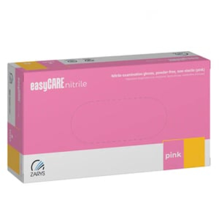 Рукавички нітрилові easyCARE nitrile PINK рожеві неопудрені, розмір L, 100 шт