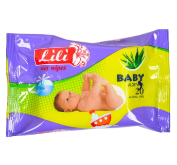 Салфетки влажные  «Lili» детские с экстрактом алоэ (20 шт.) 