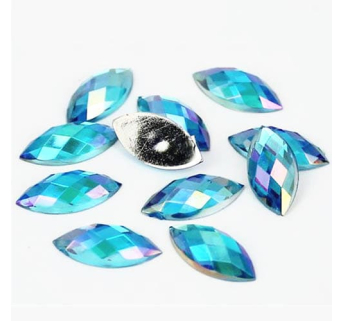 Стрази акрилові Marquise Aquamarine 3 * 6 mm, 20 шт