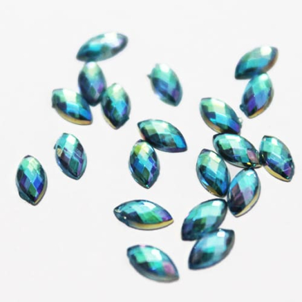 Стрази акрилові Marquise Aquamarine AB 3 * 6 mm, 20 шт