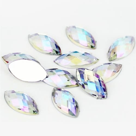 Стрази акрилові Marquise Crystal AB 3 * 6 mm, 20 шт