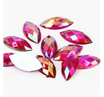 Стрази акрилові Marquise Rose AB 3 * 6 mm, 20 шт
