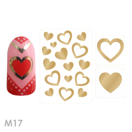 Металізовані наклейки для нігтів "Сердечка", золото (M17)