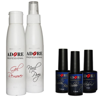 Міні-набір основних засобів для покриття гель-лаком Adore Professional