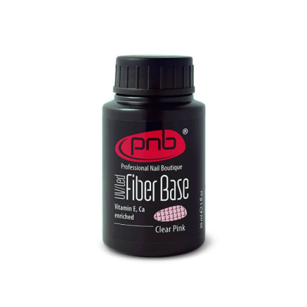 База с нейлоновыми волокнами Fiber Base PNB, прозрачно розовая, clear pink, 30 мл