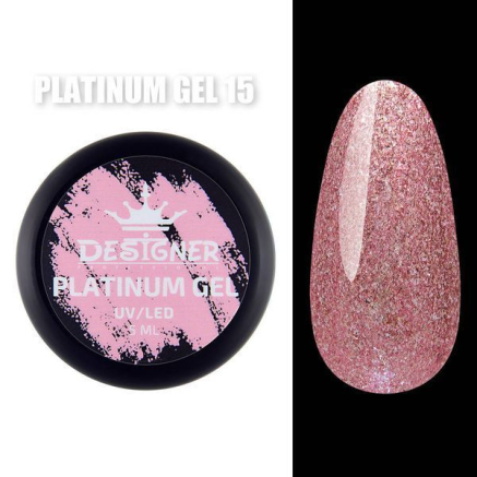 Platinum Gel 5 мл., Designer (Гель з шиммером) - Ніжно-рожевий №15