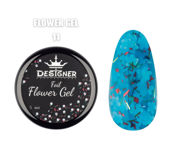 Foil flower gel FG11 (5 мл.) Designer - гель с цветочками из фольги