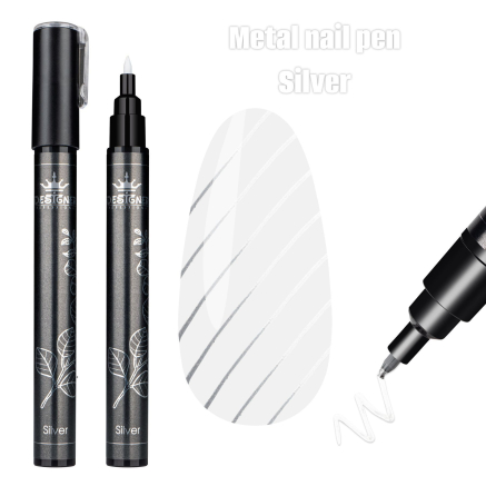 Chrom metal nail pen (Silver) - ручка для дизайну нігтів Designer