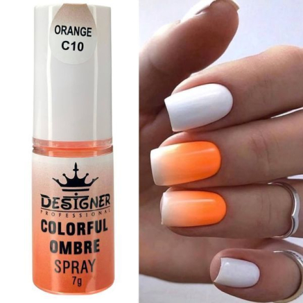 Colorful Ombre Spray, 7 г. Orange C10 (Помаранчевий) - спрей пудра Designer для створення омбре на нігтях