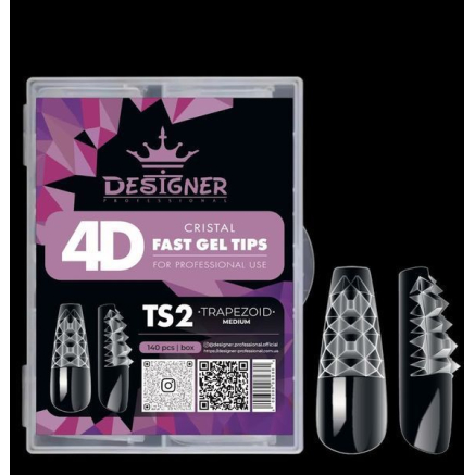 Crystal Fast Gel Tips (Trapezoid Medium TS2) - тіпси гелів з шипами Designer 120 шт/уп