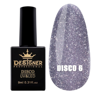 Світловідбивний гель-лак №6 (Антрацитовий), 9 мл. - Disco gel polish Designer