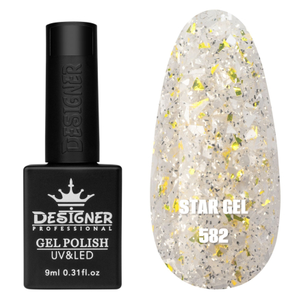 Гель лак Star gel 582 Designer (9мл.) - з пластівцями Юкі