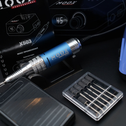 Фрезер Мокс X503 (Sky blue) на 45 000 об/хв. та 70W. для манікюру та педикюру Фрезер Мокс X503 (Sky blue) на 45 000 об/хв. та 70W. для манікюру та педикюру