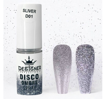 Disco Ombre Spray (7 г.) Silver D01 - світловідбивна спрей пудра Designer для створення омбре на нігтях