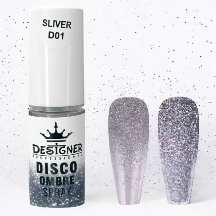 Disco Ombre Spray (7 г.) Silver D01 - світловідбивна спрей пудра Designer для створення омбре на нігтях