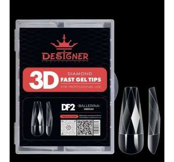Diamond Fast Gel Tips (DF2 Ballerina medium) - гелеві типси Designer 140 шт/уп