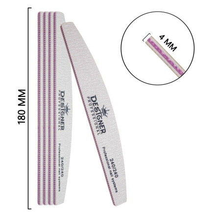 Двостороння пилка півмісяць (240/240 грит.) - Nailfile Designer