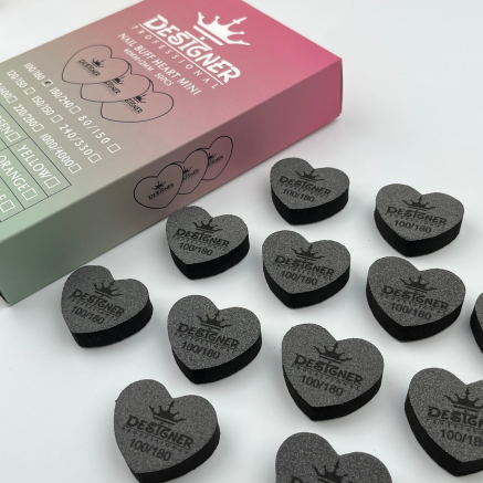 Nail Buff Heart Mini Black (Чорний) 100/180 грит - Designer баф у формі сердечка